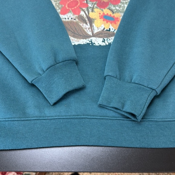 Natural Life Teal Making It Up As I go Sweatshirt Small Floral Graphic Oversized - Picture 5 of 12